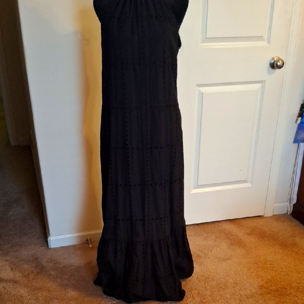 SHEIN Black Maxi Dress with Ruffle Hem